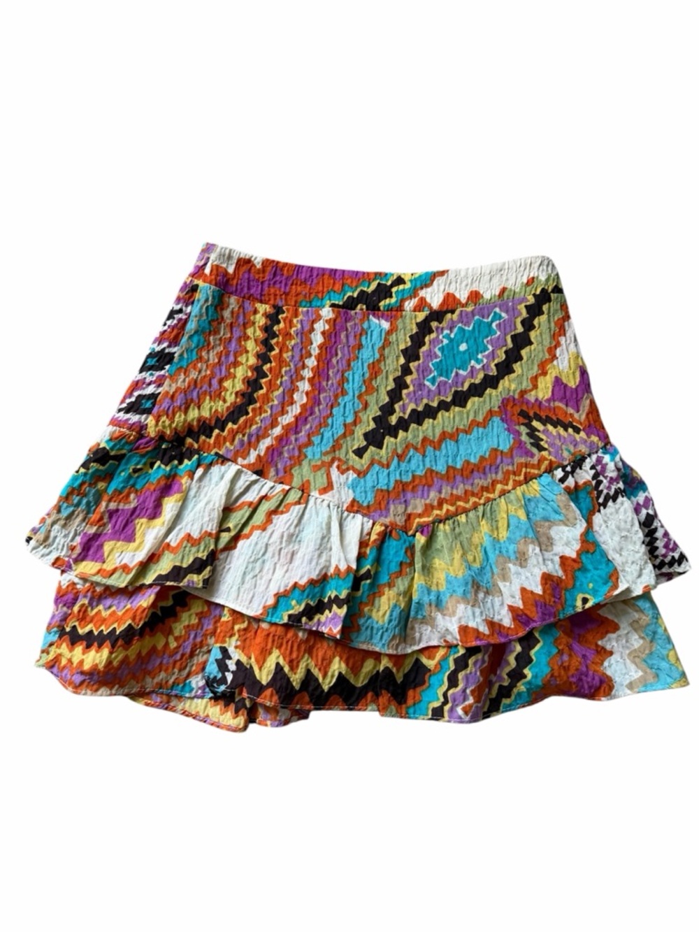 Multi-Color Zigzag Ruffle Mini Skirt- NWT - Picture 2 of 5